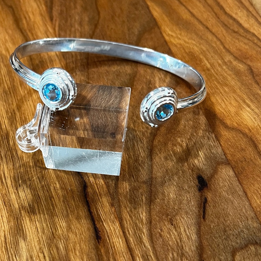 Sterling Designer Blue Topaz Cuff